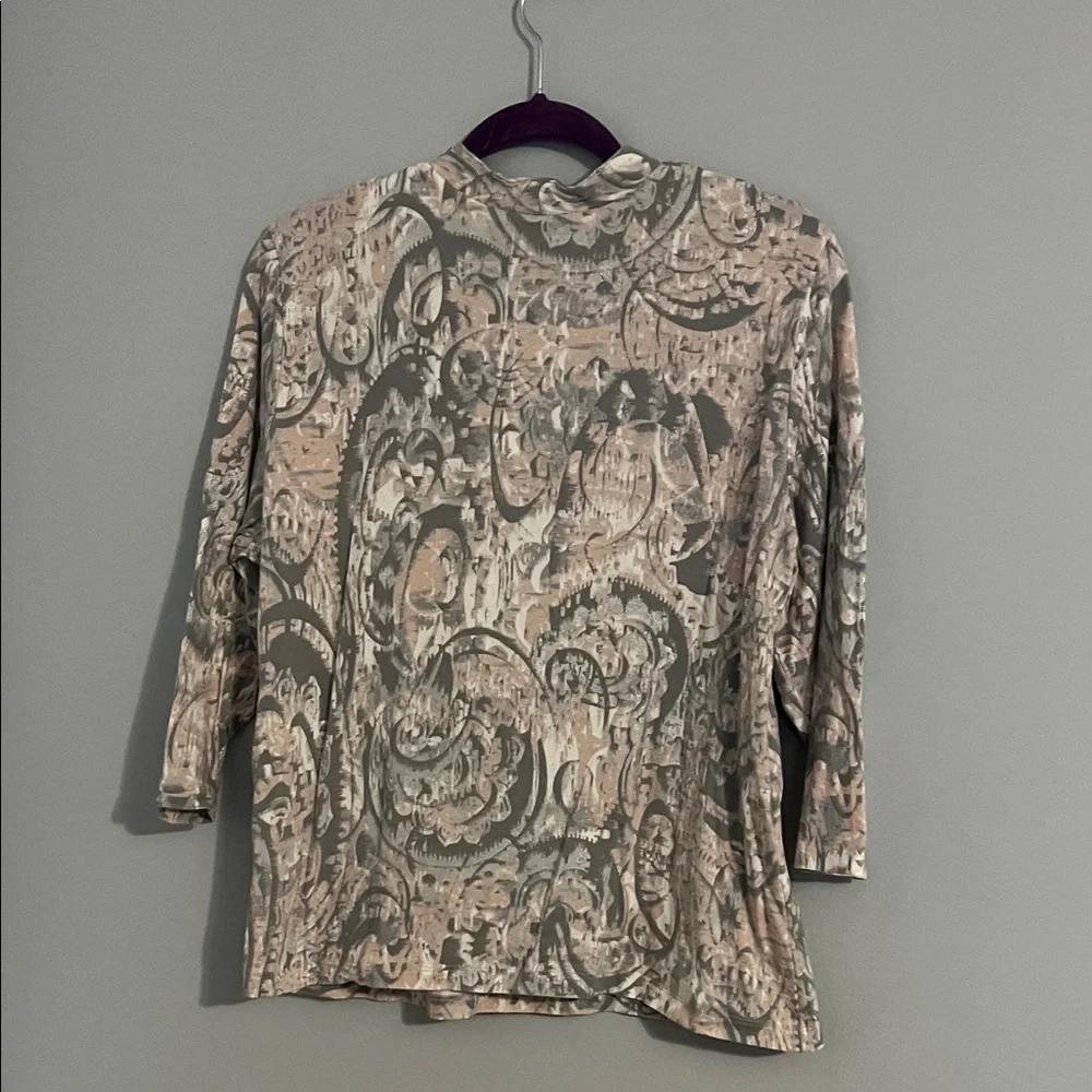 Ruby Rd. Beige and Gray Patterned Blouse - Picture 3 of 3